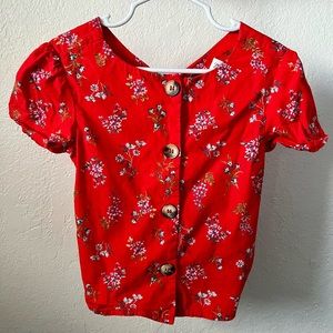 Zara Kids Girls Size 5 Floral Top with Buttons